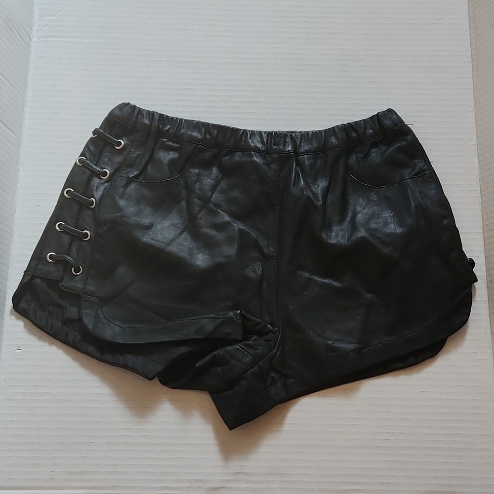 Forever 21 Shrts Womens Size S Micro Moto Festival Club Laceup Faux Leather